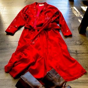 Vintage Cowgirl southwest suede Vintage Red Santa Fe Skirt & wrapjacket